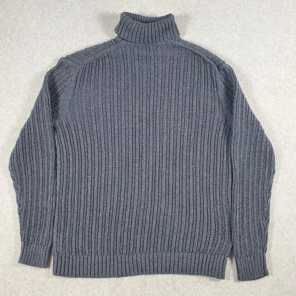 Old Navy Turtleneck Sweater Mens XL Tall Gray Ribbed Knit Heavyweight Pullover